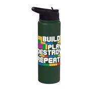 Construir Jugar Destruir Repetir Bloque Ladrillo Maestro Constructor Stainless Steel Insulated Water Bottle