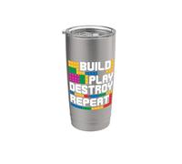 Construir Jugar Destruir Repetir Bloque Ladrillo Maestro Constructor Vaso térmico de acero inoxidable de doble pared