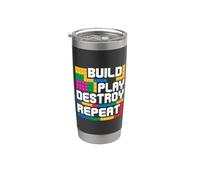 Construir Jugar Destruir Repetir Bloque Ladrillo Maestro Constructor Vaso térmico de acero inoxidable de doble pared