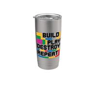 Construir Jugar Destruir Repetir Constructor de Ladrillos Bloque de Vaso térmico de acero inoxidable de doble pared