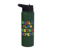 Construir Jugar Destruir Repetir Kid Block Building Ladrillo Constructor Stainless Steel Insulated Water Bottle