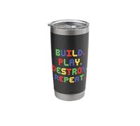 Construir Jugar Destruir Repetir Kid Block Building Ladrillo Constructor Vaso térmico de acero inoxidable de doble pared