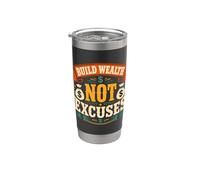 Construir riqueza, no excusa motivación por dinero Vaso térmico de acero inoxidable de doble pared