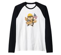 Construyendo Castor con Este Aspecto patriótico de manitas Camiseta Manga Raglan