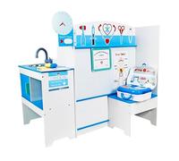 Consultorio médico de Madera para niños - Set Montessori de Juego simbólico con 3 ambientes, Centro médico Completo ATAA Siper