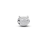 PANDORA Moments 794525C00 - Mini abalorio de búho estructurado (plata de ley, compatible con Moments)