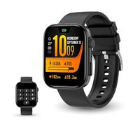 Contact Reloj Inteligente con Llamadas y Notificaciones, Control de Cámara, Gran Pantalla 2", Sumergible, Pulsera Actividad, Monitor de Salud, Asistente de Voz, App iOS y Android, Negro