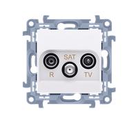 Contacto Simon Switch Schuko Base Marco Pulsador R SAT TV RJ45 BLANCO con LED