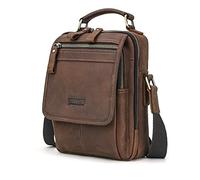 Contacts Bolso bandolera de cuero para hombre, para oficina, portátil, mini pestañas, bolso de mano, color café, café, Talla única