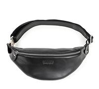Contacts Bolso Bandolera de Piel auténtica para Hombre, Bolso Bandolera pequeño para Hombre de Cuero Bolsa de cinturón Senderismo Fuera del Pecho de Viaje Bolsa para teléfono (Negro)