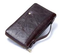 CONTACTS Bolso de Cuero del Monedero de la Billetera de Bill del Bolsillo del Pasaporte de la Tarjeta de los Hombres (café)