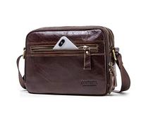 CONTACTS Bolso de hombro de piel auténtica, bolso cruzado para hombre para laptop de 7.9 pulgadas, bolsa de viaje pequeña vintage para viajes, caminatas