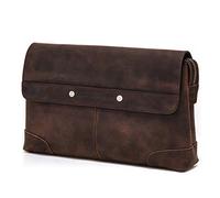 CONTACTS Bolso del viaje del negocio del bolso de la tarjeta de identificación del embrague de la cremallera de cuero de los hombres (Marrón Oscuro)