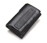 Contacts Cartera en Piel Verdadera con llavero para hombre / mujer, Bolsa para llaves con Tarjetero Monedero, ganchos y bolsillos Negro
