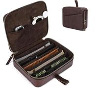 CONTACTS Correa de reloj de piel auténtica, con cremallera, organizador, bolsa de transporte de viaje compatible con todas las series de correas y accesorios de Apple Watch (café, 6 ranuras)