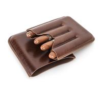 CONTACT'S FAMILY Estuche de cuero para cigarros con capacidad para 4 tubos, humidificador de viaje para hombres (café)