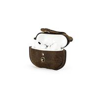 CONTACT'S FAMILY Funda de piel para AirPods Pro 2, compatible con AirPod Pro de 2ª generación, funda para auriculares para hombre con gancho para llaves (café)