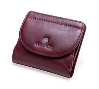 Contacts Monedero de piel auténtica para mujer con ranuras para tarjetas, bolsillo plegable con cierre a presión, rojo 1, Talla única, Bolsa para monedas