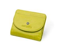 Contacts Monedero de piel auténtica para mujer con ranuras para tarjetas, bolsillo plegable con cierre a presión, amarillo1, Talla única, Bolsa para monedas