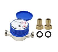 Contador de agua fría calibrada de 1/2 pulgadas con pantalla digital y puntero, contador de agua del grifo con accesorios de montaje y tapa protectora, contador de agua fría doméstica 0 - 40 °C