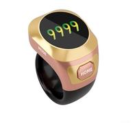 Contador de anillos inteligente con pantalla a color, anillo recargable que brilla en la oscuridad para adoración de oración (rosa)