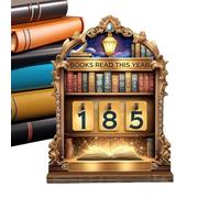 Contador de años: rastreador de progreso de 7,87 pulgadas | Decoración de biblioteca de madera: exhibición de portería retro para estudiantes y profesores. Este accesorio de lectura motiva a los lecto