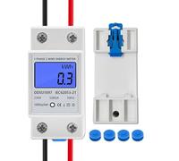 Contador de Energía Eléctrica, Medidor de Consumo Eléctrico Monofásico Dos Hilos, LCD Digital 220V 5 (80) A 50 / 60Hz, Medidor de Consumo Eléctrico con Contador DIN de Carril