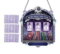 Contador de lectura de libros - Pantalla de 5.91 pulgadas | Mesa de lectura de madera - Libros de mesa de madera Leer este año Rastreador de objetivos con 30 placas numéricas para estudio, lugar de