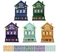 Contador de lectura de libros - Seguimiento de lectura manual en madera rústica decorativa | Regístrate para biblioteca y | Pantalla para estante escritorio mesa oficina estudio hogar