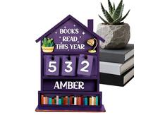 Contador de lectura de madera - 18 x 13 cm rústico de madera | Contador de libros leídos este año, tablero de anuncios personalizado de progreso de lectura del año, tabla de objetivos de lectura