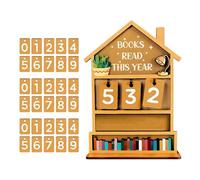 Contador de lectura de madera - 18 x 13 cm rústico de madera | Contador de libros leídos este año, tablero de anuncios personalizado de progreso de lectura del año, tabla de objetivos de lectura