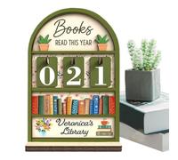 Contador de Lecturas del Año | de Soporte de Madera | Rastreador De Lectura - para Mostrar Metas de Lectura Hasta 999 Estudiantes Profesores Escritores Lectores Rellenos Navideños