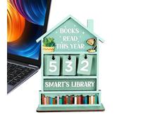 Contador de libros con texto en inglés "Read This Year", de madera rústica, manual, para mostrador de libros, para estantería, escritorio, mesa, hogar, oficina, estudio