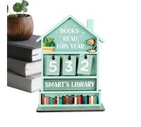 Contador de libros con texto en inglés "Read This Year" | Monitor de lectura manual de madera rústica para el hogar - Letrero de lectura para decoración de estantería | para estante de escritorio