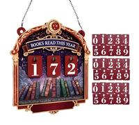 Contador de libros decoración de madera para el tablero de la mesa | Contador de libros de lectura con placa de 30 números para sala de estudio, lugar de trabajo, biblioteca, estante, ángulo