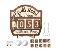 Contador de Libros Leídos Este Año | De Madera - Seguimiento De Reto De Meta De Lectura,Para Biblioteca, Escritorio, Rincón, Lectores, Maestras, Mujeres, Bibliotecarias