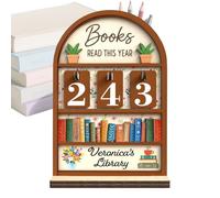 Contador de libros leídos este año - Soporte de madera decorativo - Seguimiento de lectura - para Bibliófilos, Miembros del Club, Estudiantes, Profesores, Escritores, Lectores, Biblioteca, y