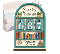 Contador de libros | Ornamento de madera - Panel de seguimiento de libros, para mostrar objetivos de lectura, hasta 999 de biblioteca, estudiantes, profesores, escritores, lectores, medias de Navidad