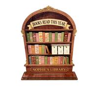 Contador de libros para el año en curso | Rastreador de marcadores de madera decorativo | Letrero de lectura de libros - Para biblioteca, estantería, escuela en casa, dormitorio, estudiantes, niños