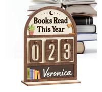 Contador de objetivos de lectura: accesorio para estante de madera 3D, pantalla para seguimiento anual de libros, indicador de número de página hecho a mano con detalles suspendidos |