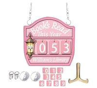 Contador de progreso literario - de madera para leer libros, cartel, exhibición motivacional para biblioteca, estantería, habitación, escritorio, rincón, regalo educativo para profesores