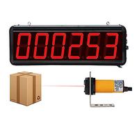 Contador digital con pantalla LED automática 0-999999, 6 dígitos + botón pulsador momentáneo, distancia del sensor 70 cm, contador de visitantes de personas, contador de números rojos de 4 pulgadas