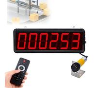 Contador digital con pantalla LED de 6 dígitos de 3 pulgadas, cuenta de sensores infrarrojos hasta 999999, distancia de detección de 30-70 cm, con control remoto, para colgar o montar en la pared