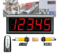Contador digital de pantalla grande con control remoto, detección de 5 m, doble sonda, retención de memoria, ideal para líneas de producción industriales y fábricas