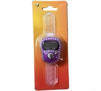 Contador digital de tamaño pequeño con acento de diamantes de imitación en anillo ajustable para contar tareas de hasta 9999 unidades (morado)