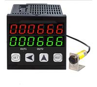 Contador digital electrónico con pantalla LED de doble fila, memoria de fallo de energía, cuenta hasta 999999, distancia de detección de 0 a 5 m para fábricas y uso industrial
