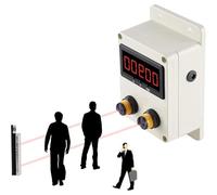 Contador digital infrarrojo LED para cinta transportadora, pantalla de 4 dígitos, conteo de hasta 9999, rango de detección de 344 cm, ideal para entornos industriales y educativos.