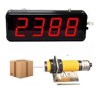 Contador digital infrarrojo LED para cinta transportadora. Pantalla de 4 dígitos. Conteo de hasta 9999. Alcance de detección de 1135 cm. Ideal para entornos industriales y educativos.