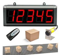 Contador digital infrarrojo LED para cinta transportadora, pantalla de 4 dígitos, conteo de hasta 9999, rango de detección de 172 cm, ideal para entornos industriales y educativos.