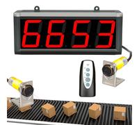 Contador digital LED, pantalla roja de 3 pulgadas, cuenta hasta 9999 con control remoto, sensor ajustable de 3070 cm para seguimiento de visitantes en cintas transportadoras, solución de conteo ind
